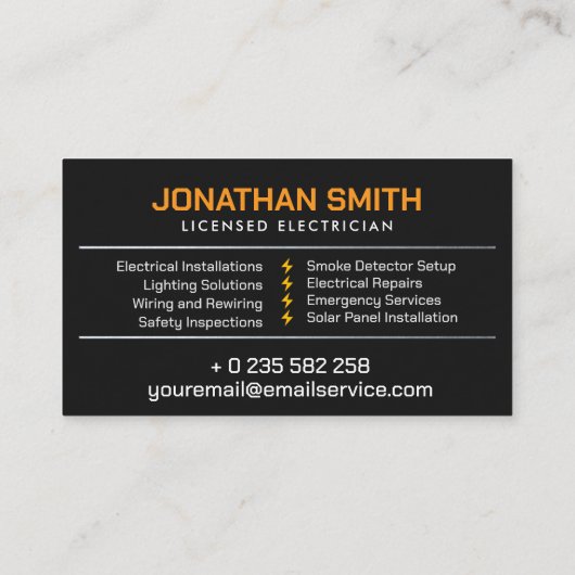 Beruflicher Elektrischer Unternehmer - Elektriker Visitenkarte (Rückseite)