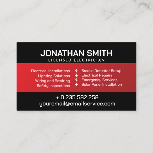 Beruflicher Elektrischer Unternehmer - Elektriker Visitenkarte (Rückseite)
