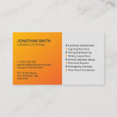 Beruflicher Elektrischer Unternehmer - Elektriker Visitenkarte (Rückseite)