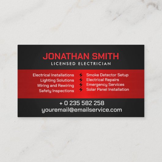 Beruflicher Elektrischer Unternehmer - Elektriker Visitenkarte (Rückseite)