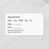 Beruflicher Entwurfs-tierärztliche Visitenkarte (Rückseite)