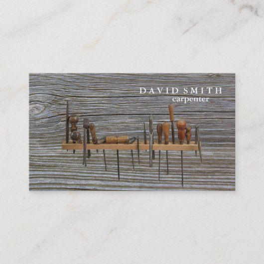 Beruflicher Erbauer-Tischler bearbeitet Visitenkarte (Vorderseite)