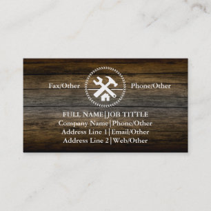 Beruflicher Erbauer-Tischler bearbeitet Visitenkarte