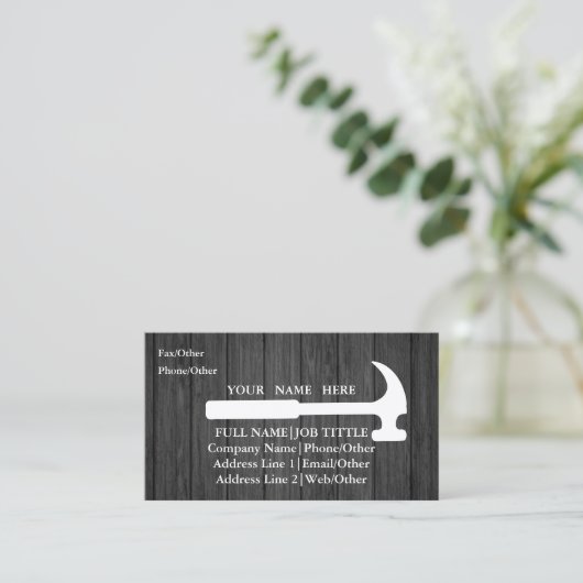 Beruflicher Erbauer-Tischler bearbeitet Visitenkarte (Stehend Vorderseite)