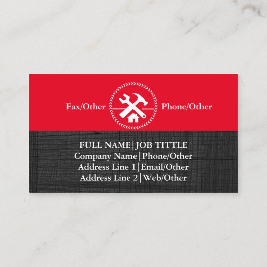 Beruflicher Erbauer-Tischler bearbeitet Visitenkarte (Rückseite)