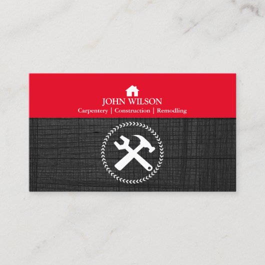 Beruflicher Erbauer-Tischler bearbeitet Visitenkarte (Vorderseite)