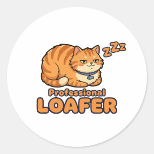 Beruflicher Faulenzer Lustige schlafende Katze Runder Aufkleber