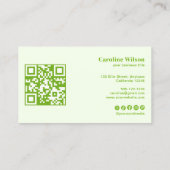 Beruflicher, feiner Kalkgrüner QR Visitenkarte (Rückseite)