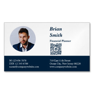 Beruflicher Finanzplaner QR Code Blue Magnetische Visitenkarte