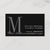 Beruflicher Finanzplaner Silver Black Visitenkarte (Rückseite)