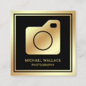 Beruflicher Fotograf der Black Gold Foil Camera Quadratische Visitenkarte (Vorderseite)
