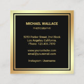 Beruflicher Fotograf der Black Gold Foil Camera Quadratische Visitenkarte (Rückseite)