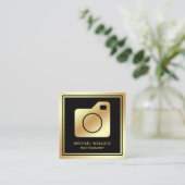 Beruflicher Fotograf der Black Gold Foil Camera Quadratische Visitenkarte (Stehend Vorderseite)