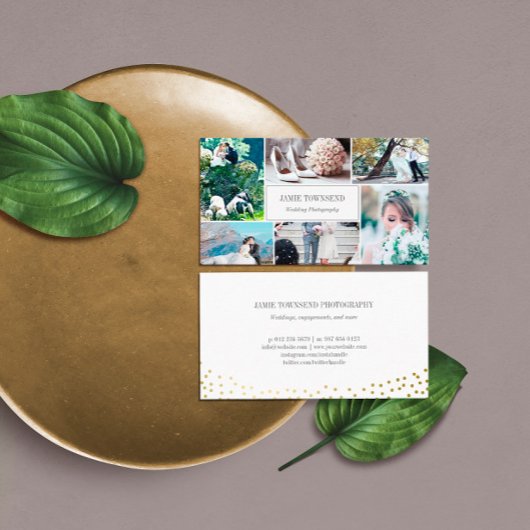 Beruflicher Fotograf in Gold Dots Collage Visitenkarte