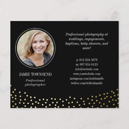 Beruflicher Fotograf in Schwarz Flyer (Hinten)