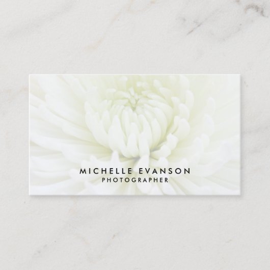 Beruflicher Fotograf mit elegantem White Overlay Visitenkarte (Vorderseite)