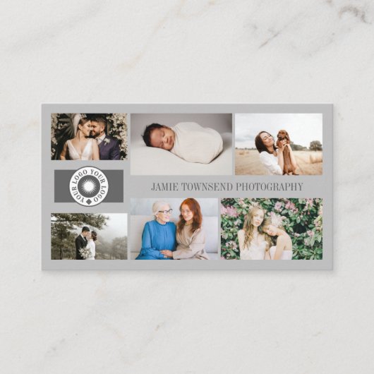 Beruflicher Fotograf mit grauem Logo Visitenkarte (Vorderseite)