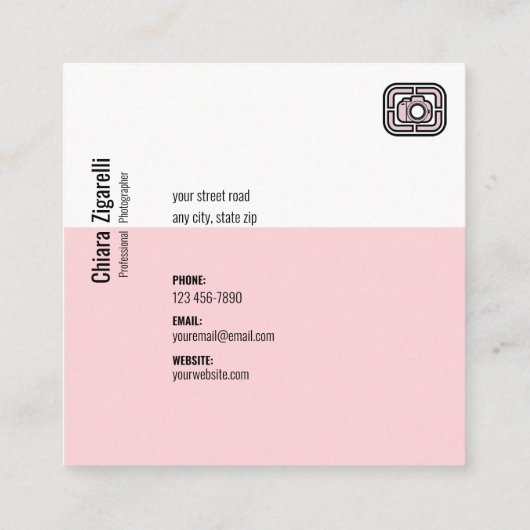 Beruflicher Fotograf Quadratische Visitenkarte (Rückseite)