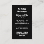 Beruflicher Fotograf Visitenkarte (Rückseite)
