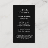 Beruflicher Fotograf Visitenkarte (Rückseite)