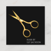 Beruflicher Friseur Gold Schere & Black Quadratische Visitenkarte (Vorderseite)
