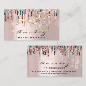 Beruflicher Friseur Goldene Schere Rose Tropfen Visitenkarte (Vorne/Hinten)