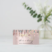 Beruflicher Friseur Goldene Schere Rose Tropfen Visitenkarte (Stehend Vorderseite)