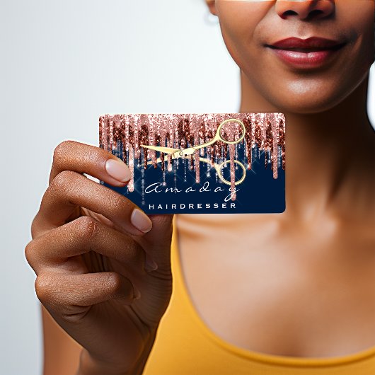 Beruflicher Friseur Goldschere Marine Visitenkarte