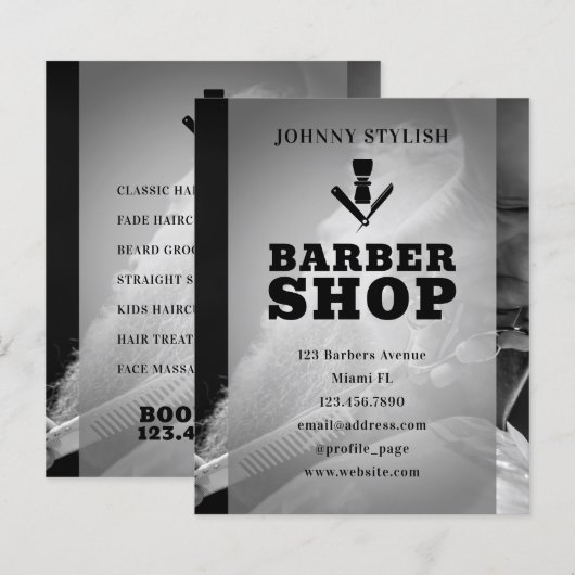 Beruflicher Friseur mit Logo-Flyer (Vorne/Hinten)