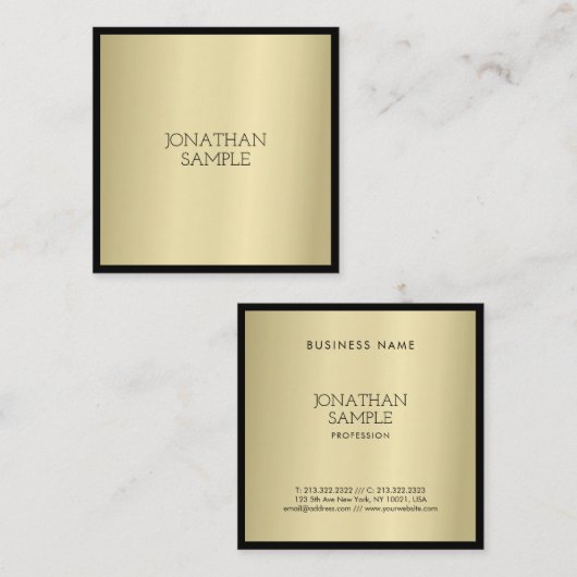 Beruflicher Glamour Gold Elegante Minimalistisch S Quadratische Visitenkarte (Vorne/Hinten)