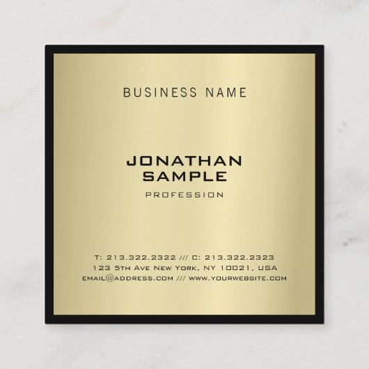 Beruflicher Glamour Gold Look Moderner Luxus Quadratische Visitenkarte (Rückseite)