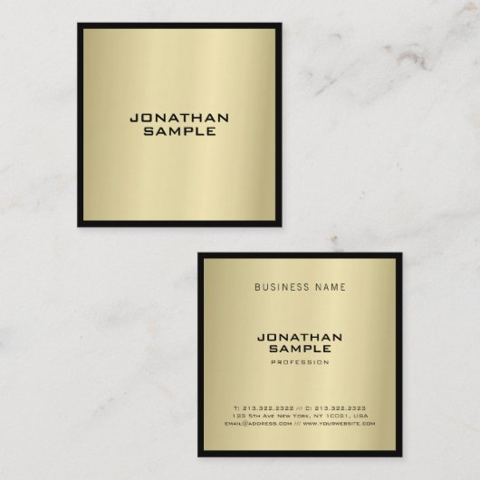 Beruflicher Glamour Gold Look Moderner Luxus Quadratische Visitenkarte (Vorne/Hinten)