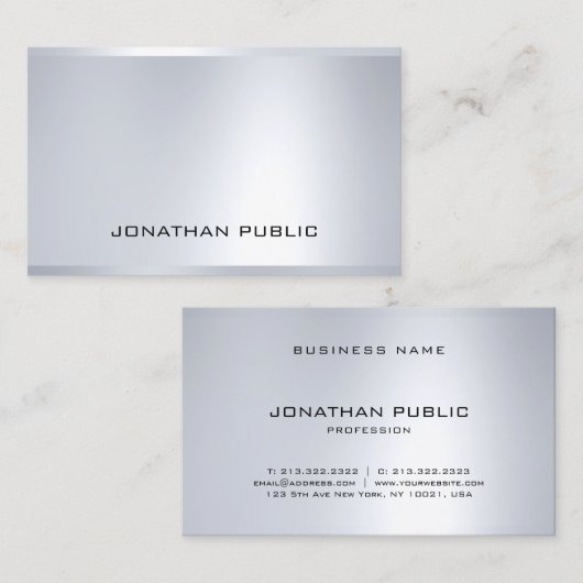 Beruflicher Glamour Silver Modern Visitenkarte (Vorne/Hinten)