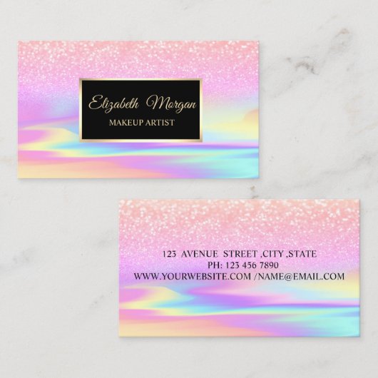 Beruflicher Glitzer Holographic Frame Bokeh Visitenkarte (Vorne/Hinten)