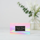 Beruflicher Glitzer Holographic Frame Bokeh Visitenkarte (Stehend Vorderseite)