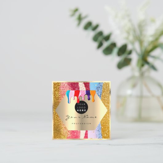 Beruflicher Glitzer Pinselstriche Schlaganfälle Tr Quadratische Visitenkarte (Stehend Vorderseite)