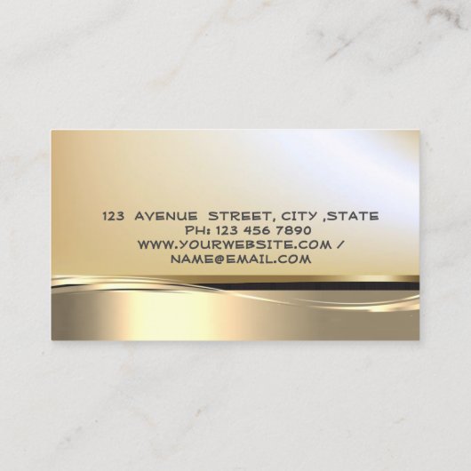 Beruflicher Gold Glitzer Feather Strip Notar Visitenkarte (Rückseite)