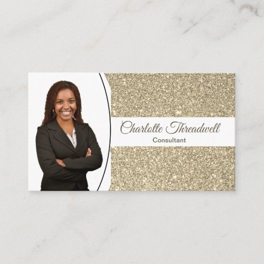 Beruflicher Gold Glitzer - Foto QR-Code Visitenkarte (Vorderseite)