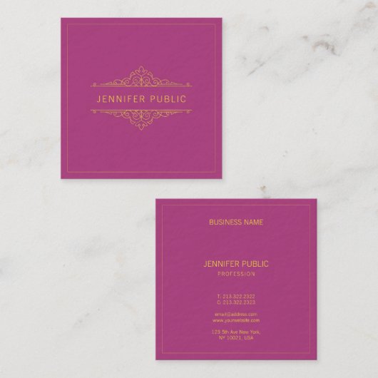 Beruflicher Gold Text Frame Elegante Vorlage Luxe Quadratische Visitenkarte (Vorne/Hinten)