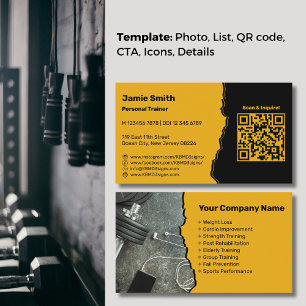 Beruflicher Golden Yellow Personal Trainer Visitenkarte