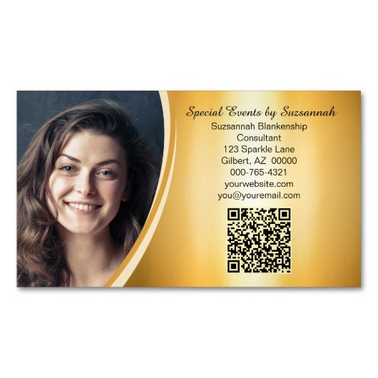 Beruflicher Goldflare-Code für Foto QR Magnetische Visitenkarte (Vorderseite)