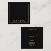 Beruflicher Goldtext Name Elegante Schwarze Vorlag Quadratische Visitenkarte (Vorne/Hinten)