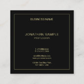 Beruflicher Goldtext Name Elegante Schwarze Vorlag Quadratische Visitenkarte (Rückseite)