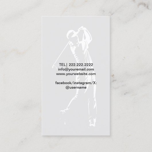 Beruflicher Golflehrer Moderne Goldgrenze Visitenkarte (Rückseite)