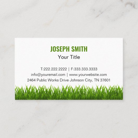 Beruflicher Grasgrasservice Visitenkarte (Rückseite)