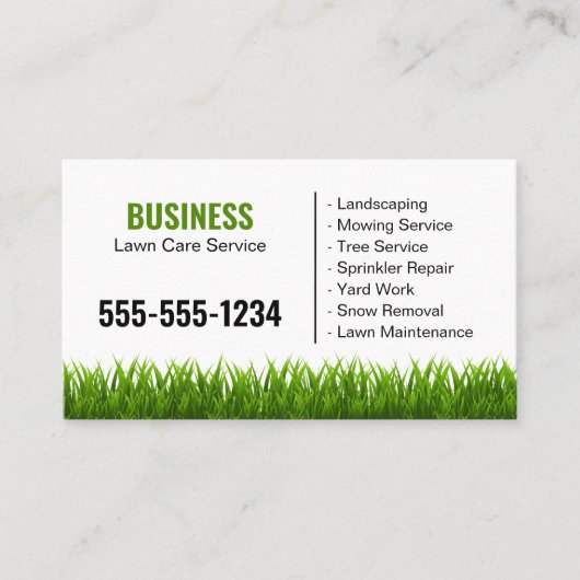 Beruflicher Grasgrasservice Visitenkarte (Vorderseite)
