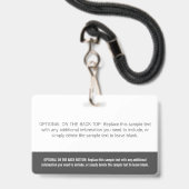 Beruflicher Graufarbblock-Tag Ausweis (Rückseite mit Lanyard)