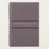 Beruflicher Gray & Burgund Streifen | Name und Jah Planer (Vorderseite)