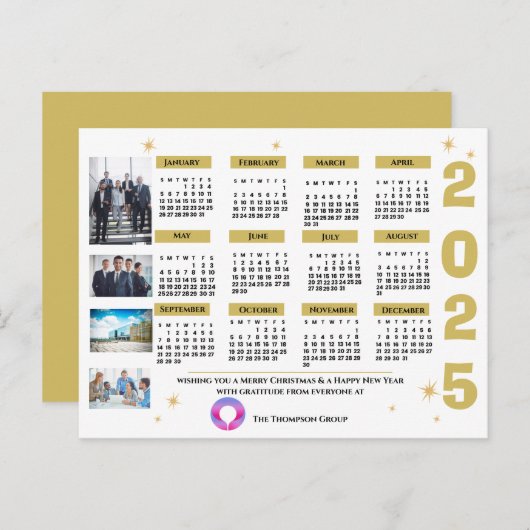 Beruflicher Grußkalender 2025 Feiertagspostkarte (Vorne/Hinten)