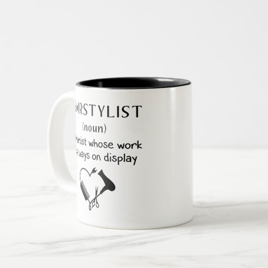 Beruflicher Haarkünstler, Haarstylist Zweifarbige Tasse (Vorderseite Links)